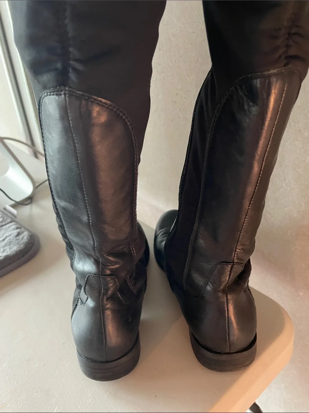 Franco Sarto Black Glove-Leather Over-The-Knee Boots